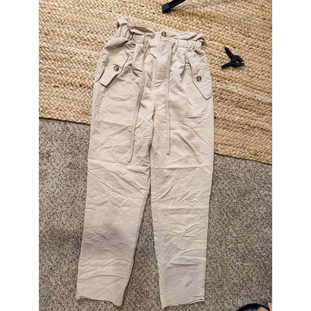 H&M paper bag, waste pants, beige 4 3674